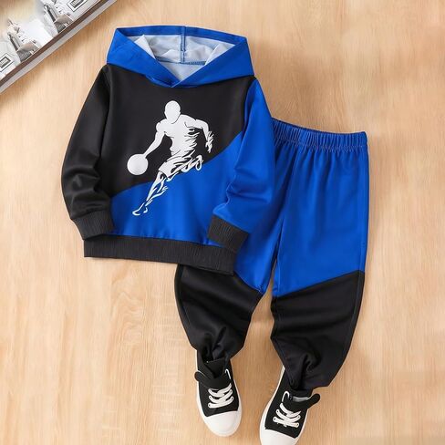 Toddler Baby Boy Clothes Set Long Sleeve 2 Piece Hoodie and Sweatpants Fall Winter Outfits for Boys 4-8T in Kuwait