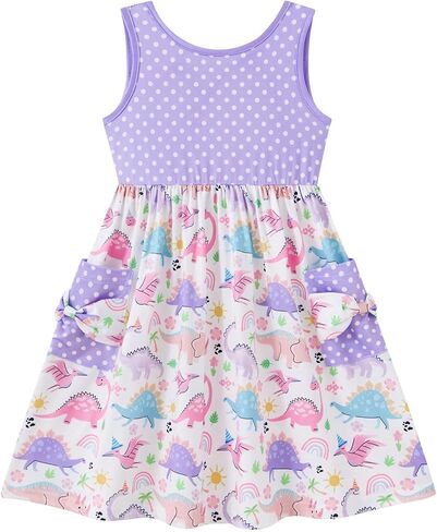 Vieille Toddler Girls Summer Dress Hollow Tie Back Sundress Kids Sleeveless Dresses with Pockets 2-6 Years in Saudi Arabia
