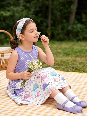 Vieille Toddler Girls Summer Dress Hollow Tie Back Sundress Kids Sleeveless Dresses with Pockets 2-6 Years in Saudi Arabia