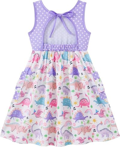 Vieille Toddler Girls Summer Dress Hollow Tie Back Sundress Kids Sleeveless Dresses with Pockets 2-6 Years in Saudi Arabia