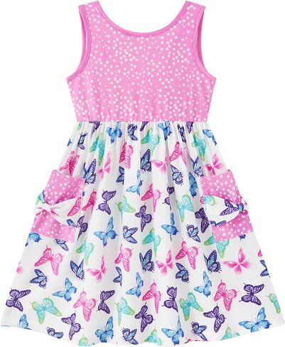 Vieille Toddler Girls Summer Dress Hollow Tie Back Sundress Kids Sleeveless Dresses with Pockets 2-6 Years in Kuwait