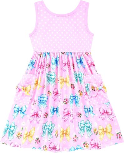 Vieille Toddler Girls Summer Dress Hollow Tie Back Sundress Kids Sleeveless Dresses with Pockets 2-6 Years in Saudi Arabia