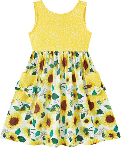 Vieille Toddler Girls Summer Dress Hollow Tie Back Sundress Kids Sleeveless Dresses with Pockets 2-6 Years in Saudi Arabia