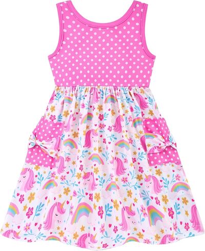 Vieille Toddler Girls Summer Dress Hollow Tie Back Sundress Kids Sleeveless Dresses with Pockets 2-6 Years in Saudi Arabia