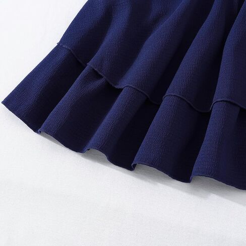 5-14Y Plus Size Girl Spaghetti Strap Dress Ruched Smocked Back with Pockets Layer Ruffle Hem Casual Dress for Kids in Saudi Arabia