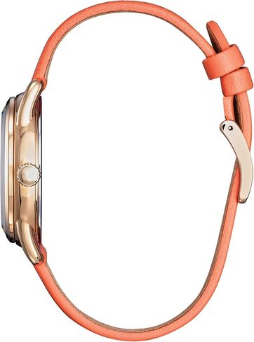 Citizen Eco-Drive Ladies' Disney Minnie Mouse Gardening Watch, Gold Tone with Coral Strap, Floral, 3-Hand Date, 36mm (Model: FE6087-04W) in Kuwait