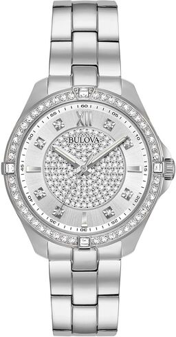 Bulova Ladies' Classic Crystal Stainless Steel 2-Hand Quartz Watch, Pave Dial Style: 96L236 in Kuwait