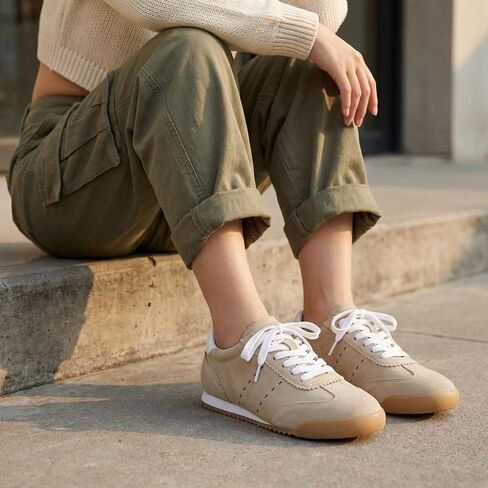CUSHIONAIRE Topcat Genuine Leather Suede Sneakers for Women, Lightweight Everyday Casual Womens Shoes with Retro Style and Cushioned Comfort in Kuwait