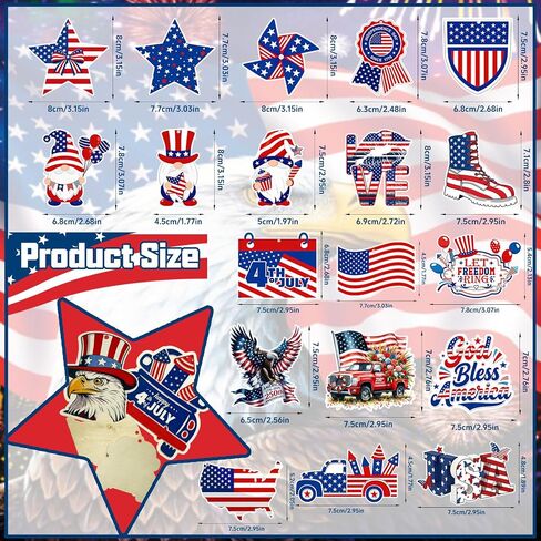 36 Pcs 4th of July Ornaments for Tree Wooden Patriotic Ornaments Memorial Day Tree Decorations 250th USA Anniversary Ornaments Red White Blue Independence Day Hanging Home Party Decor in Saudi Arabia