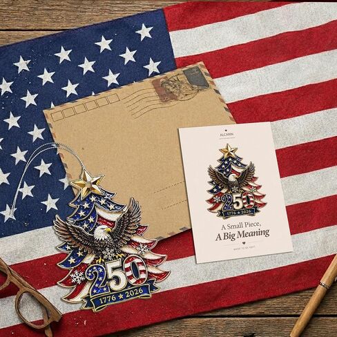 250 Anniversary USA Merchandise - Christmas Ornament 2026 - United States 250th Anniversary Decor – America 250 Years Patriotic Home Decor, 1776–2026 Commemorative Gift, Independence Gift in Saudi Arabia