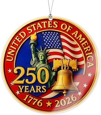 250 Anniversary USA Merchandise - Christmas Ornament 2026 - United States 250th Anniversary Decor – America 250 Years Patriotic Home Decor, 1776–2026 Commemorative Gift, Independence Gift in Saudi Arabia