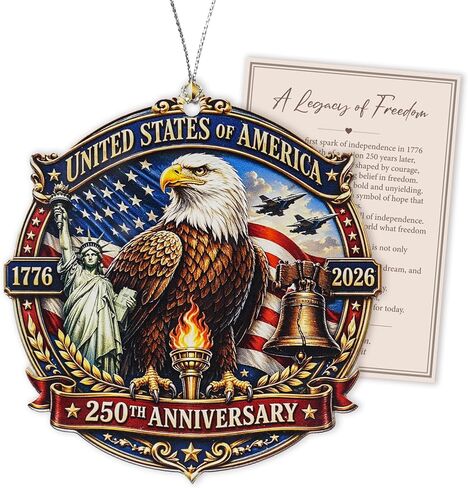 250 Anniversary USA Merchandise - Christmas Ornament 2026 - United States 250th Anniversary Decor – America 250 Years Patriotic Home Decor, 1776–2026 Commemorative Gift, Independence Gift in Saudi Arabia