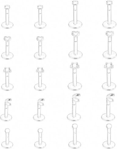 20PCS 16G Clear Push-In Nose Studs for Work, Bioflex Nose Piercing Retainers, Hypoallergenic Plastic Labret Stud Earrings, Invisible Nose Rings for Surgery Sports School, 5 Styles, 6mm & 8mm in Saudi Arabia