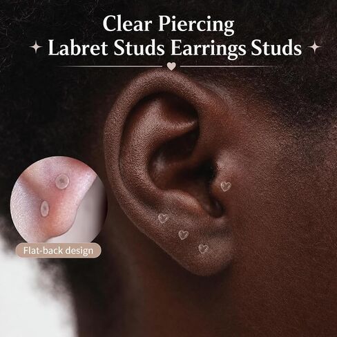20PCS 16G Clear Push-In Nose Studs for Work, Bioflex Nose Piercing Retainers, Hypoallergenic Plastic Labret Stud Earrings, Invisible Nose Rings for Surgery Sports School, 5 Styles, 6mm & 8mm in Saudi Arabia