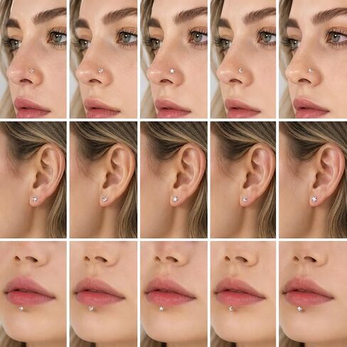 20PCS 16G Clear Push-In Nose Studs for Work, Bioflex Nose Piercing Retainers, Hypoallergenic Plastic Labret Stud Earrings, Invisible Nose Rings for Surgery Sports School, 5 Styles, 6mm & 8mm in Saudi Arabia
