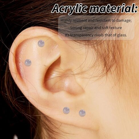 12 قطعة من مجوهرات ثقب Labret 16 جرام من الأقراط البلاستيكية الشفافة للجراحة Bioflex دفع مسطح في أقراط شفافة للعمل الرياضي Monroe Helix Tragus الشفاه ثقب المجوهرات Labret ترصيع للأذنين 4 أحجام in Kuwait