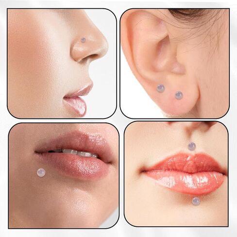 12 قطعة من مجوهرات ثقب Labret 16 جرام من الأقراط البلاستيكية الشفافة للجراحة Bioflex دفع مسطح في أقراط شفافة للعمل الرياضي Monroe Helix Tragus الشفاه ثقب المجوهرات Labret ترصيع للأذنين 4 أحجام in Kuwait