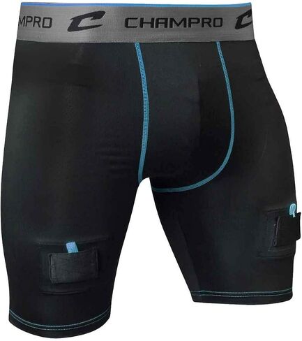 CHAMPRO Sports Compression Hockey Jock Shorts - Boy's or Men's - Hard Cup & Tabs to Attach Socks (Black, Adult X-Large) in Kuwait