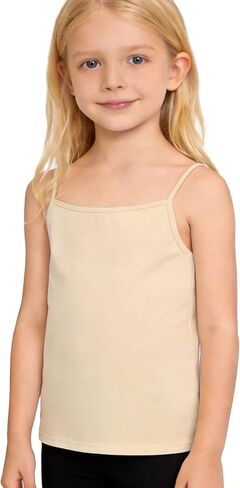 Girls Undershirts Camisole Tank Tops for Kids with Adjustable Straps Cotton Dance Cami for Teen 5-12 Years in Saudi Arabia