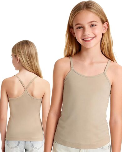 Nude Sleeveless Tank Top Cami Camisole, Girl Seamless Dance Top Stretch Undershirts Comfortable Camis in Saudi Arabia