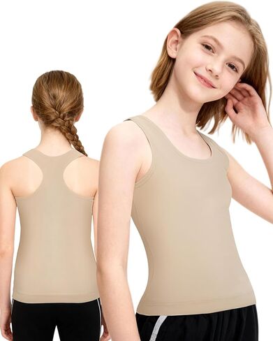 Nude Sleeveless Tank Top Cami Camisole, Girl Seamless Dance Top Stretch Undershirts Comfortable Camis in Saudi Arabia