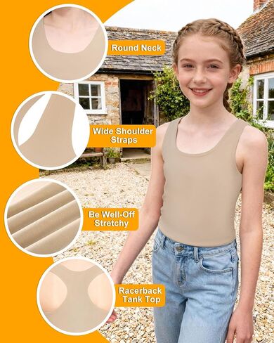 Nude Sleeveless Tank Top Cami Camisole, Girl Seamless Dance Top Stretch Undershirts Comfortable Camis in Saudi Arabia