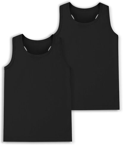 2 Pack Girls Tank Tops Girls Undershirts Soft Cotton Kids Sleeveless Toddlers Dance Tops for Ballet (2T-16Y) in Kuwait