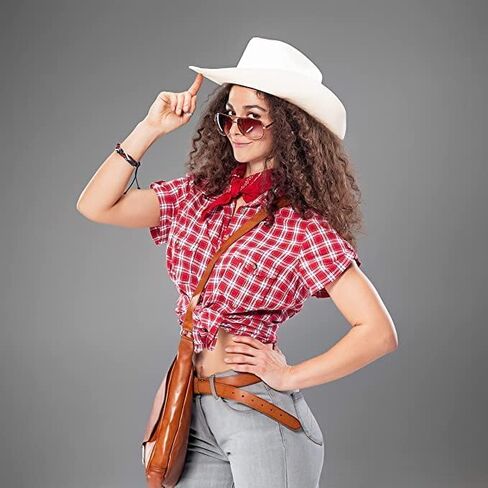 4E's Novelty 2 Pack White Cowboy Hat for Women & Men - White Cowboy Hat for Women, Felt Cowboy Hats for Men, Wide Brim Cowboy Hat, Cowgirl Hat for Girls & Boys, Costume Hat & Western Party Accessory in Kuwait