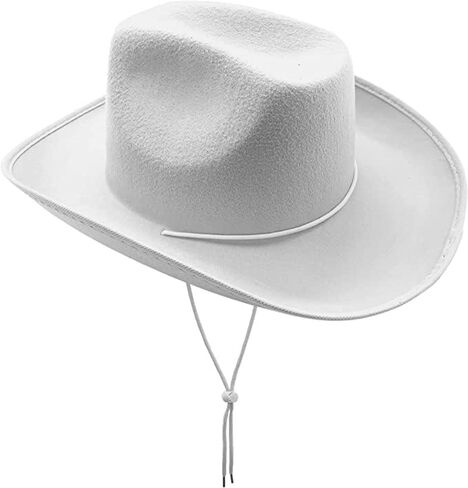 4E's Novelty 2 Pack White Cowboy Hat for Women & Men - White Cowboy Hat for Women, Felt Cowboy Hats for Men, Wide Brim Cowboy Hat, Cowgirl Hat for Girls & Boys, Costume Hat & Western Party Accessory in Kuwait