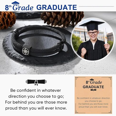 TempBeau 2026 Graduation Gifts for Boys Him - 8th Grade Graduation Bracelet for Him Primary/Middle School/High School/College Grads Gifts Class of 2026 Compass Bracelet for Teen Son Grandson Nephew in Saudi Arabia