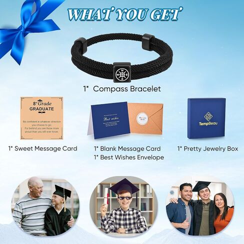 TempBeau 2026 Graduation Gifts for Boys Him - 8th Grade Graduation Bracelet for Him Primary/Middle School/High School/College Grads Gifts Class of 2026 Compass Bracelet for Teen Son Grandson Nephew in Saudi Arabia