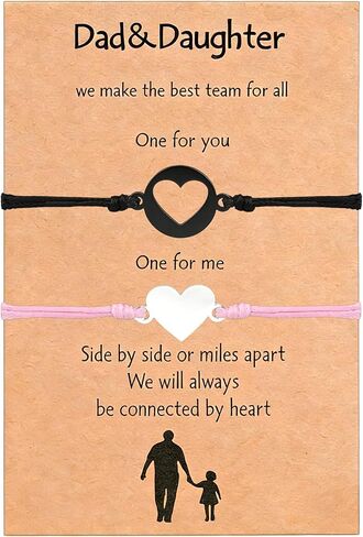 Matching Heart Bracelets, Dad & Daughter Fathers' Day Dad Gifts from Daughter, Fathers Day Couple Bracelet Birthday Gifts in Saudi Arabia