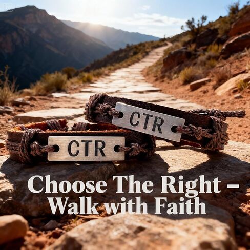 CTR Leather Bracelet for LDS Youth, Adjustable Choose The Right Wristband, Rustic Brown Christian Leather Jewelry Gift for Teens & Young Adults in Saudi Arabia