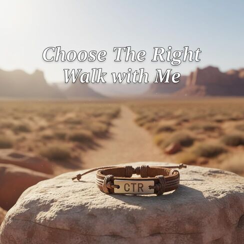 CTR Leather Bracelet for LDS Youth, Adjustable Choose The Right Wristband, Rustic Brown Christian Leather Jewelry Gift for Teens & Young Adults in Saudi Arabia