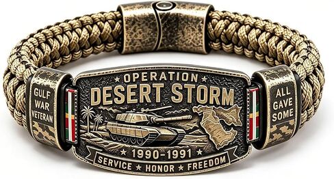 Operation Desert Storm Veteran Bracelet, Gulf War Veteran Paracord Bracelet, Military Commemorative Wristband, Veterans Day Gift for Army Navy Air Force Marines, Patriotic Military Keepsake in Kuwait