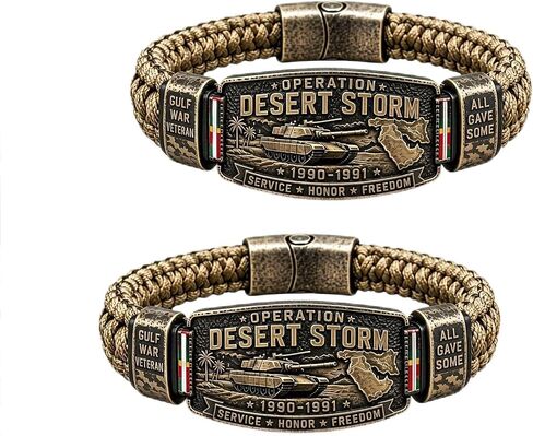 Operation Desert Storm Veteran Bracelet, Gulf War Veteran Paracord Bracelet, Military Commemorative Wristband, Veterans Day Gift for Army Navy Air Force Marines, Patriotic Military Keepsake in Kuwait