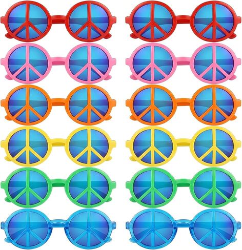 12 Pieces Jumbo Plastic Sunglasses, Peace Shape Oversized Sunglasses Novelty Clown Props Party Sunglasses Giant Funny Glasses for Festival Costume Photo Booth Cosplay Party Supplies Accessories in Saudi Arabia