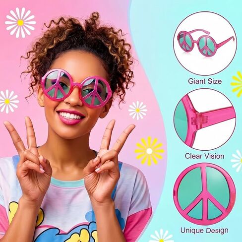 12 Pieces Jumbo Plastic Sunglasses, Peace Shape Oversized Sunglasses Novelty Clown Props Party Sunglasses Giant Funny Glasses for Festival Costume Photo Booth Cosplay Party Supplies Accessories in Saudi Arabia