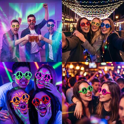 12 Pieces Jumbo Plastic Sunglasses, Peace Shape Oversized Sunglasses Novelty Clown Props Party Sunglasses Giant Funny Glasses for Festival Costume Photo Booth Cosplay Party Supplies Accessories in Saudi Arabia