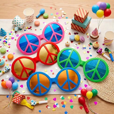 12 Pieces Jumbo Plastic Sunglasses, Peace Shape Oversized Sunglasses Novelty Clown Props Party Sunglasses Giant Funny Glasses for Festival Costume Photo Booth Cosplay Party Supplies Accessories in Saudi Arabia