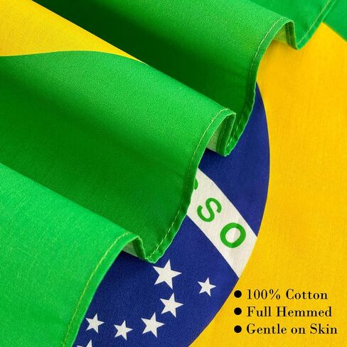WEITBF 2 Pack Brazil Flag Bandana Brazilian Scarf Bandanas Headband - 100% Cotton, 22 x 22 inches in Saudi Arabia