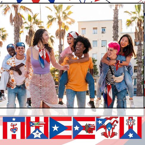 Berlune 6 Pcs Puerto Rico Bandana Bulk for Men Women 21 x 21inch Novelty Puerto Rican Flag Bandanas Pr Flag Head Scarves for Country Themed Birthday Party Favor Supplies in Kuwait