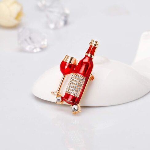 Redwine Brooch Pins for Women Dainty Red Wine Glass Bottle Brooch Lapel Pin Halloween Dress Accessories Unisex Party Jewelry Gift in Kuwait