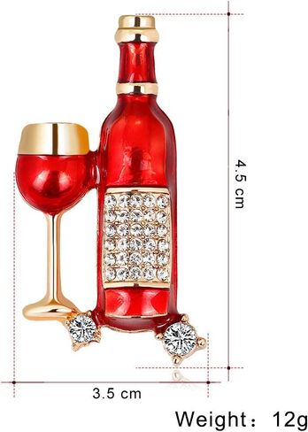 Redwine Brooch Pins for Women Dainty Red Wine Glass Bottle Brooch Lapel Pin Halloween Dress Accessories Unisex Party Jewelry Gift in Kuwait