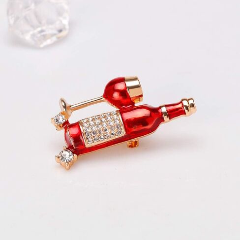 Redwine Brooch Pins for Women Dainty Red Wine Glass Bottle Brooch Lapel Pin Halloween Dress Accessories Unisex Party Jewelry Gift in Kuwait