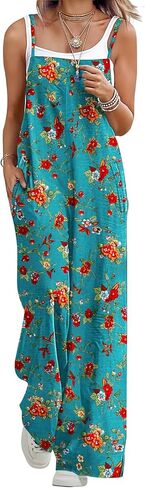 Women Overalls Loose Casual Wide Leg Overalls Summer Jumpsuit with Adjustable Straps & Pockets Boho Fashion Outfit in Saudi Arabia