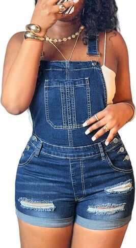 Women's High Waist Denim Shorts Overalls 2026 Summer Casual Stretchy Adjustable Rompers Jean Jumpsuit Bib Shortalls in Saudi Arabia