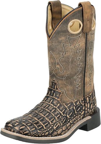 Smoky Mountain Western Boots Boys Gator Leather Black Brown 3401Y in Kuwait