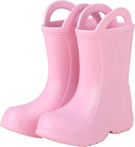 Kids Rain Boots for Girls & Boys EVA Rain Boots - Lightweight Waterproof Mud Boots with Pull-On Handles, Anti-Slip Sole, Easy On/Off Mid Calf Boots (Toddler/Little Kid/Big Kid) in Saudi Arabia