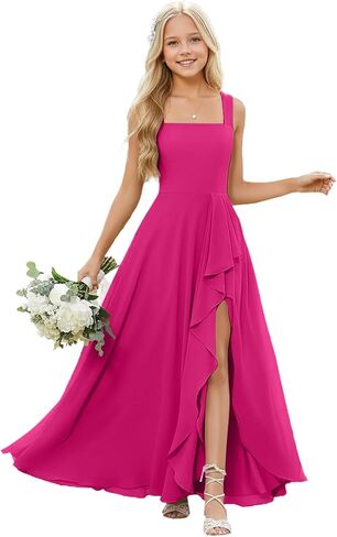 Junior Bridesmaid Dress Chiffon Flower Girl Dress for Wedding Ruffles Girls Formal Dresses 2-16 Years in Saudi Arabia